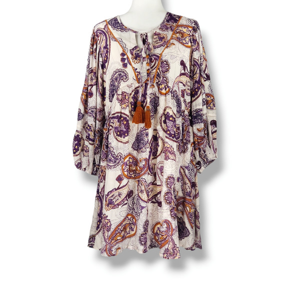 Band of the Free Lyonnette Paisley Boho Cottagecore Mini Dress S Puff Sleeve NWT - Picture 3 of 10